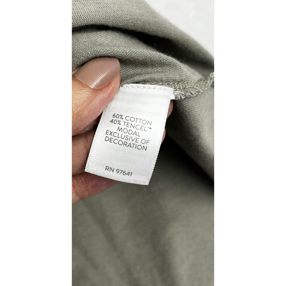 J Jill Embroidered Tunic Top Size XL Petite Cotton Blend Blouse Sage Green Boho - Picture 8 of 9